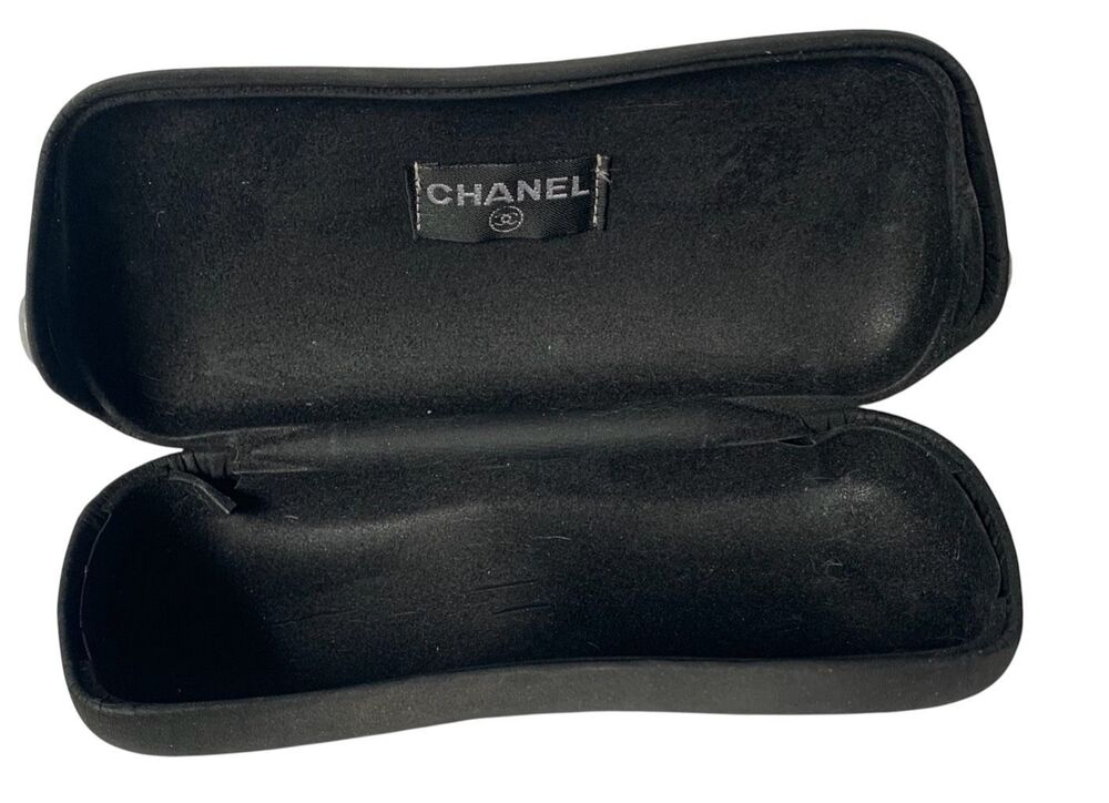 CHANEL black eye Glasses Case Hard Shell LOGO